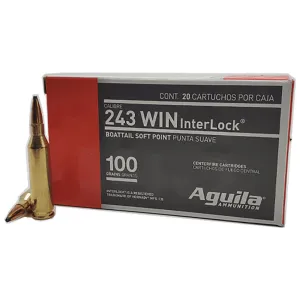 Aguila 8047AG 243 Winchester 100 Grain InterLock Boat Tail Soft Point, 20 Rounds