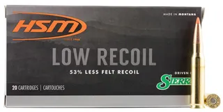HSM Ammunition Low Recoil 150 gr .308 Win Ammo, 20/box