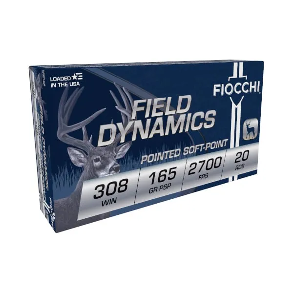 Fiocchi Field Dynamics .308 Win 165gr. Pointed Soft-Point Ammo, 20rds