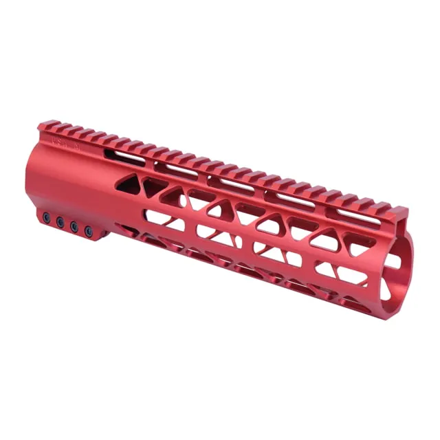 Guntec USA 10in AIR-LOK Series M-LOK Compression Free Floating Handguard With Monolithic Top Rail .308 Cal Anodized Red