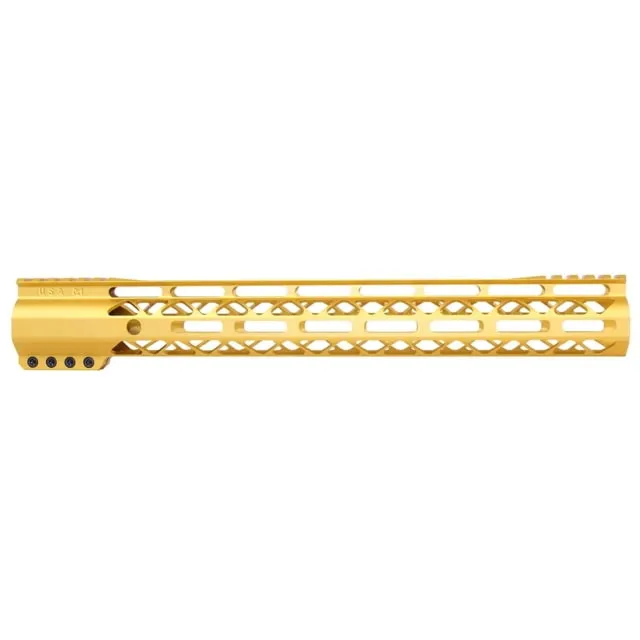Guntec USA AIR-LOK Series M-LOK Compression Gen 2 Free Floating Handguard w/Monolithic Top Rail 15in Gold