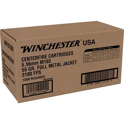 USA White Box 5.56mm NATO 55gr Full Metal Jacket 1,000/Box
