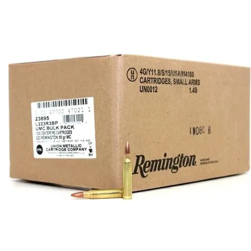 Remington UMC Rifle 55 gr FMJ .223 Remington Ammunition, 1000 Rounds