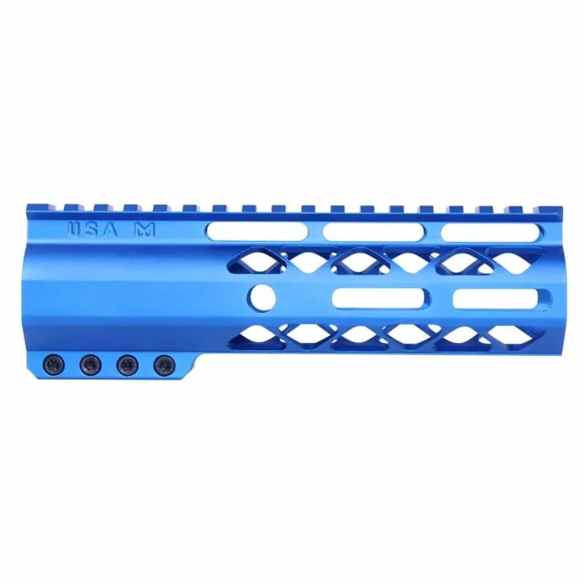 Guntec USA AirLok Series M-LOK Compression Free Floating Handguard w/Monolithic Top Rail 7in Blue
