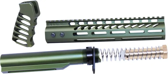 Guntec USA AR-15 10in Pistol Brace Build Kit With Milspec Buffer Tube Anodized Green