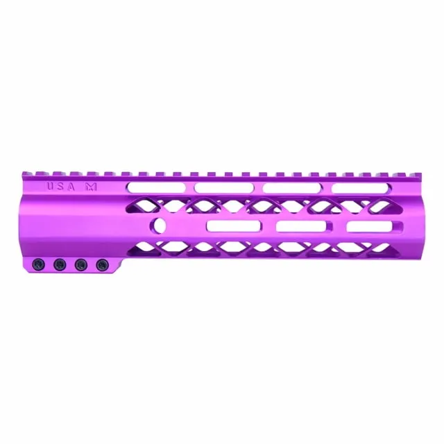 Guntec USA AirLok Series M-LOK Compression Free Floating Handguard w/Monolithic Top Rail 9in Purple
