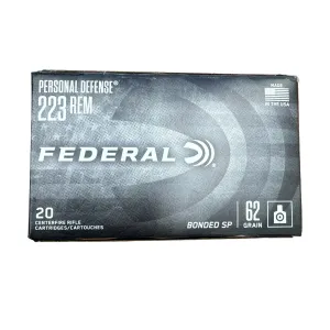 Federal TCB223SP Personal Defense .223 Remington 62 Grain Bonded Soft Point (BSP) Ammo, 20 Rounds