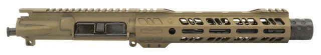 Grid Defense Complete Upper Receiver 5.56mm 7.5 inch Pistol Length 4150 M4 Barrel 1-7 Twist 9 inch Octagon M-LOK Rail Dimpled Flash Can Burnt Bronze