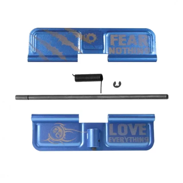 Tiger Rock AR-15 Dust Cover w/ Fear Nothing and Love Everything Engraving Blue Small