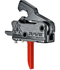 RISE Armament Rave 9 mm PCC Trigger with Anti-Walk Pins Flat 3.5lb Pull Weight Anodized Black/Red