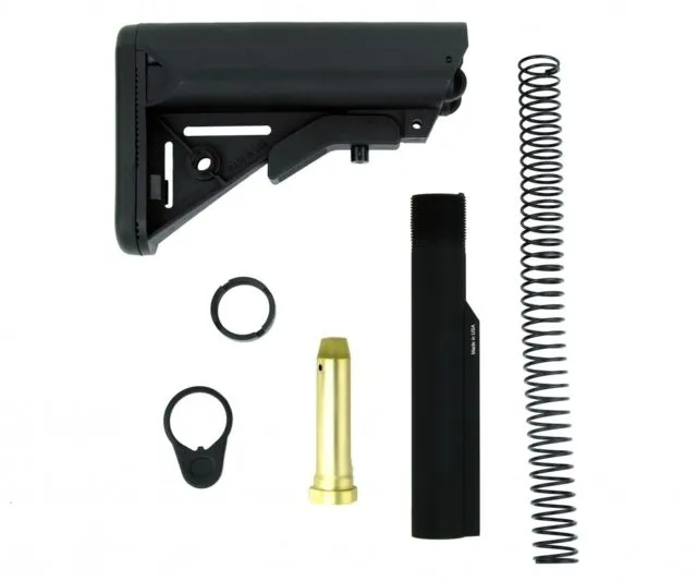 Tacfire AR15 Mil-Spec Buffer Tube Kit 6 Position Premium Stock /QD Attachment Black