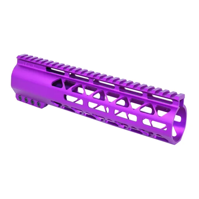 Guntec USA 10in AIR-LOK Series M-LOK Compression Free Floating Handguard With Monolithic Top Rail .308 Cal Anodized Purple
