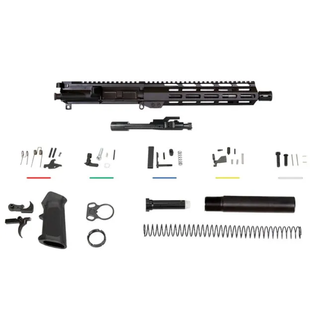 AIM Sports Inc Complete AR Pistol Assembly Build Kit 5.56 NATO 10.5in Barrel M4 Profile Carbine 1-8 Twist 1/2x28 Thread 10M-LOK Free Float Handguard