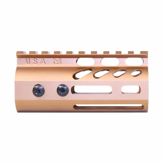 Guntec USA Ultra Lightweight Thin M-LOK System Free Floating Handguard w/Monolithic Top Rail 4in Bronze