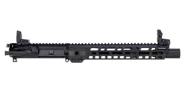 PSA 10.5" 5.56 Lightweight M-lok Slant 12" Upper With MBUS Sight Set, BCG, CH, & Fluted Flash Can