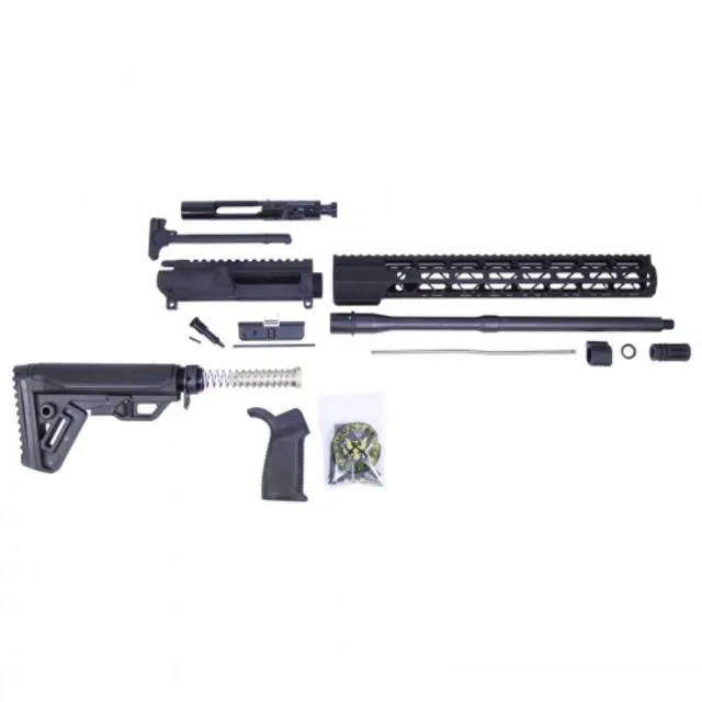 Guntec USA AR-15 Complete 5.56 Upper Receiver w/o Lower Parts Kit N.3 15in Air-Lok M-LOK Handguard MLS Gen 2 Stock Assembly Carbine Length .750 Gas