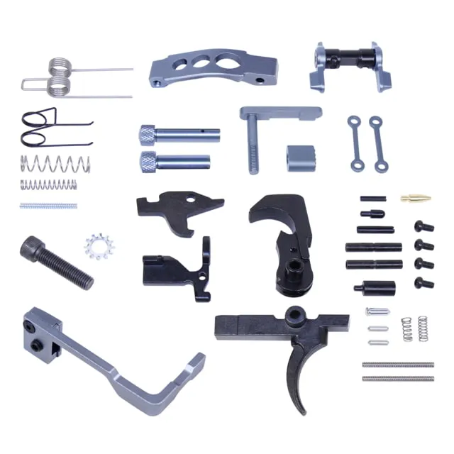 Guntec USA AR-15 Enhanced Lower Parts Kit w/ Upgrades Anodized Grey