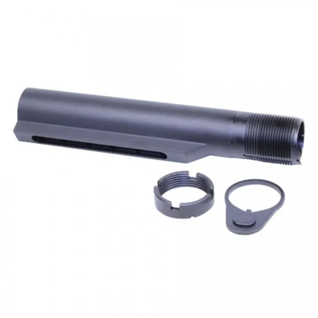 Guntec USA AR-15 Gen 2 Mil-Spec Buffer Tube w/End Plate and Castle Nut Black