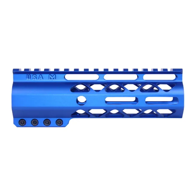 Guntec USA AIR-LOK Series AR-15 M-LOK Compression Free Floating Handguard w/ Monolithic Top Rail 6.75in Anodized Blue