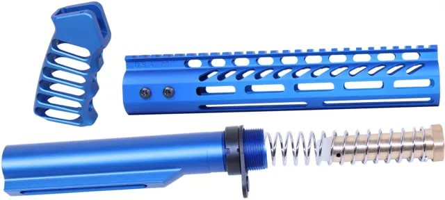 Guntec USA AR-15 10in Pistol Brace Build Kit With Milspec Buffer Tube Anodized Blue