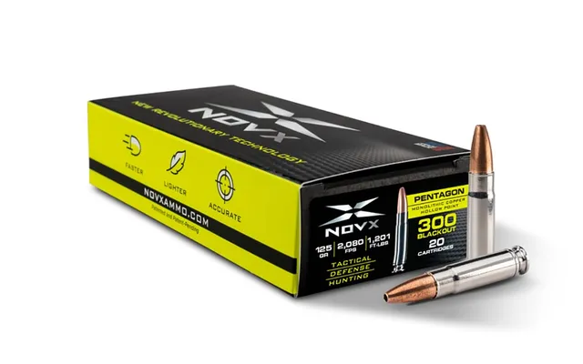 NOVX Copper Pentagon 125gr .300 BLK Ammo, 20rds
