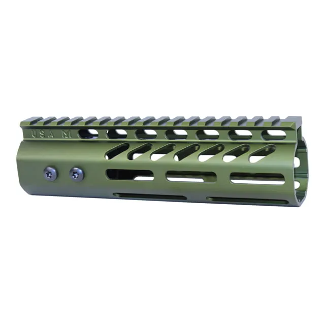 Guntec USA .308 Caliber Ultra Lightweight Thin M-LOK System Free Floating Handguard w/Monolithic Top Rail 7in Anodized Green