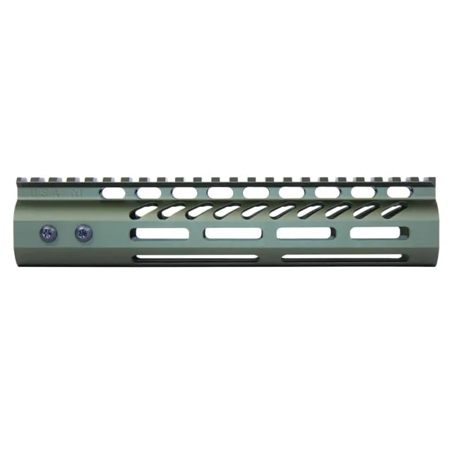 Guntec USA Ultra Lightweight Thin M-LOK System Free Floating Handguard w/Monolithic Top Rail 9in Green