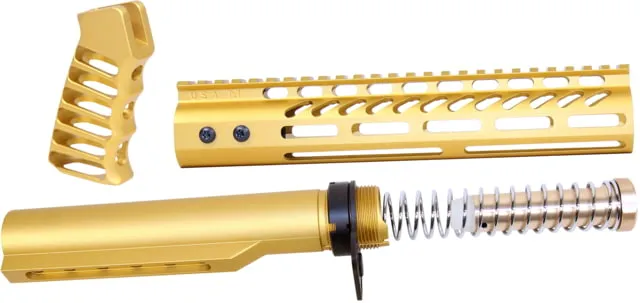 Guntec USA AR-15 10in Pistol Brace Build Kit With Milspec Buffer Tube Anodized Gold