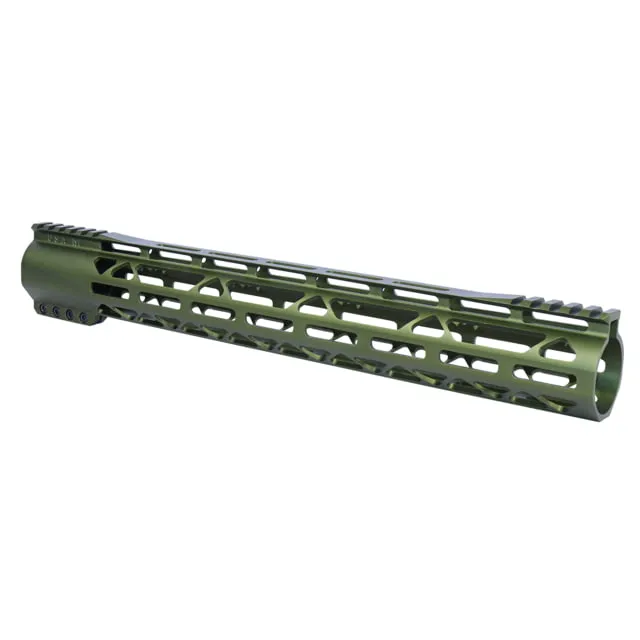 Guntec USA AR-308 15 AIR-LOK Series M-LOK Compression Free Floating Handguard With Monolithic Top Rail Gen 2 Anodized Green