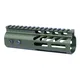 Guntec USA 6" Ultra Lightweight Thin M-LOK Free Floating Handguard w/ Monolithic Top Rail Anodized Green