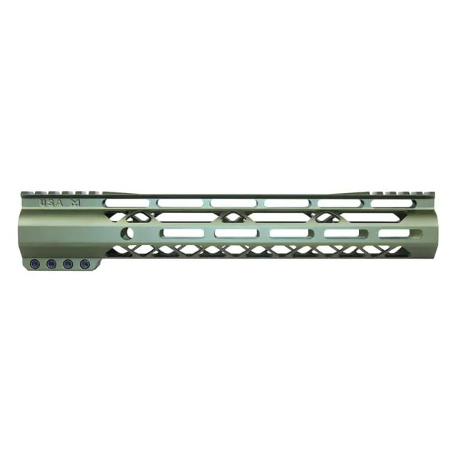 Guntec USA AIR-LOK Series M-LOK Compression Gen 2 Free Floating Handguard w/Monolithic Top Rail 12in Green