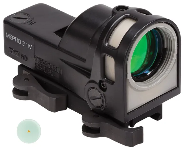 Meprolight MEPRO M21 1x30mm Day/Night Self Illuminated Reflex Sight, 12 MOA Red Triangle Post