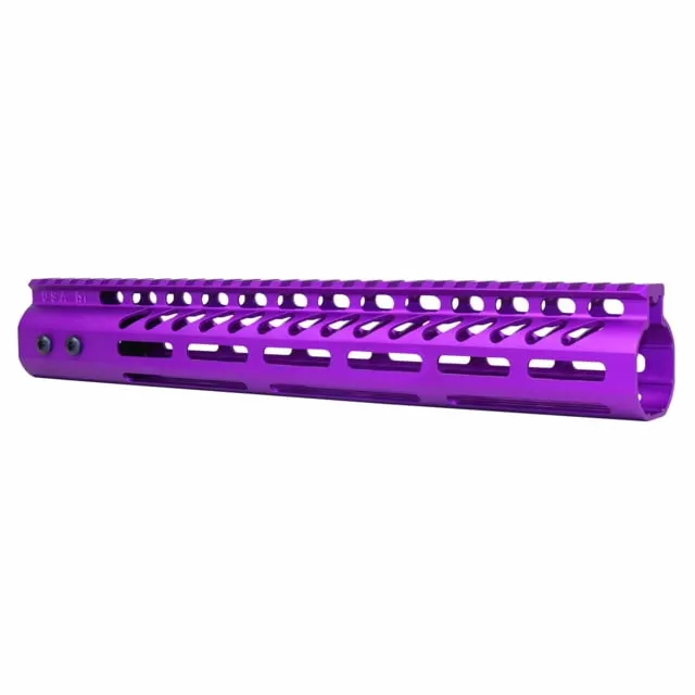 Guntec USA 12in Ultra Lightweight Thin M-LOK System Free Floating Handguard With Monolithic Top Rail Anodized Purple