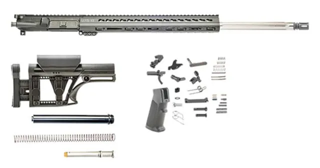 Luth-AR Bull Rifle Kit Minus Lower Receiver w/Fixed Stock .223 31in 24in Bull Rifle 1x9 1/2x28 Picatinny Key MOD A2 Flash Hider Anodized Manganese