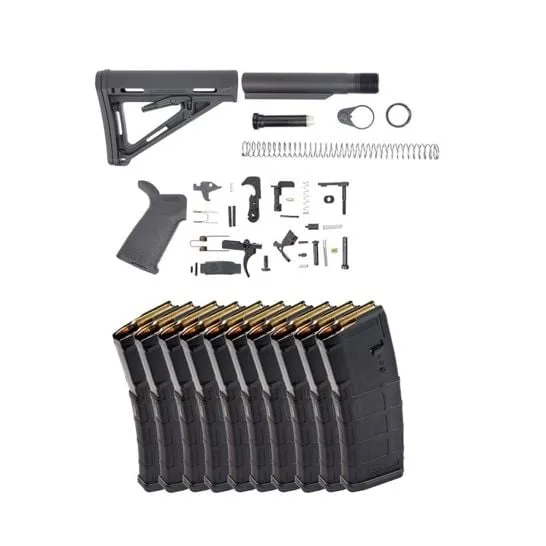 PSA Magpul MOE Lower Build Kit & 10 Magpul PMAG Gen 2 MOE 5.56x45 30rd Magazines