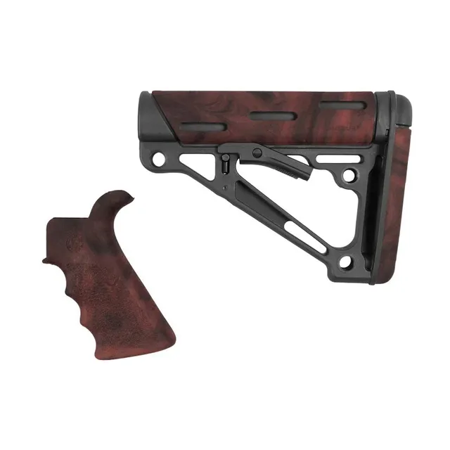 Hogue Overmolded Beavertail Grip and Collapsible Buttstock Kit for AR-15/M16, Red Lava