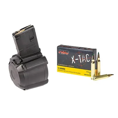 Penetrator FMJ Case X-Tac 5.56 NATO 62gr LAP Green Tip 1000rd & Magpul D-60 Mag