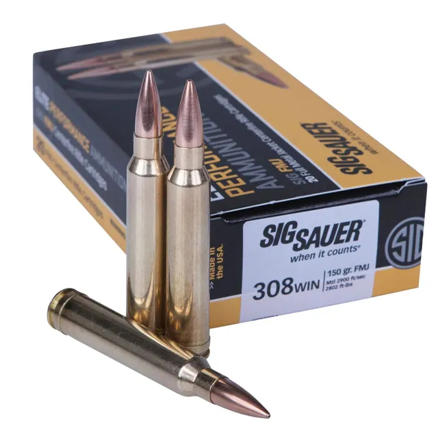 Sig Sauer Elite Ball 150 gr Full Metal Jacket .308 Win Ammo, 20/box