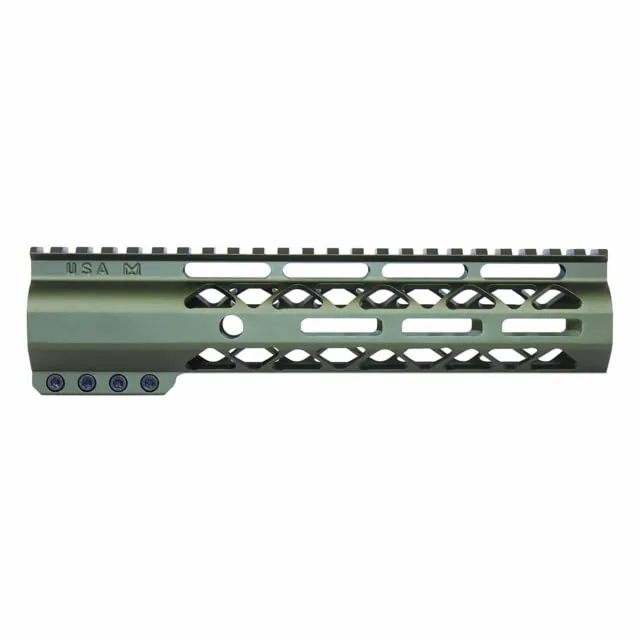 Guntec USA AirLok Series M-LOK Compression Free Floating Handguard w/Monolithic Top Rail 9in Green
