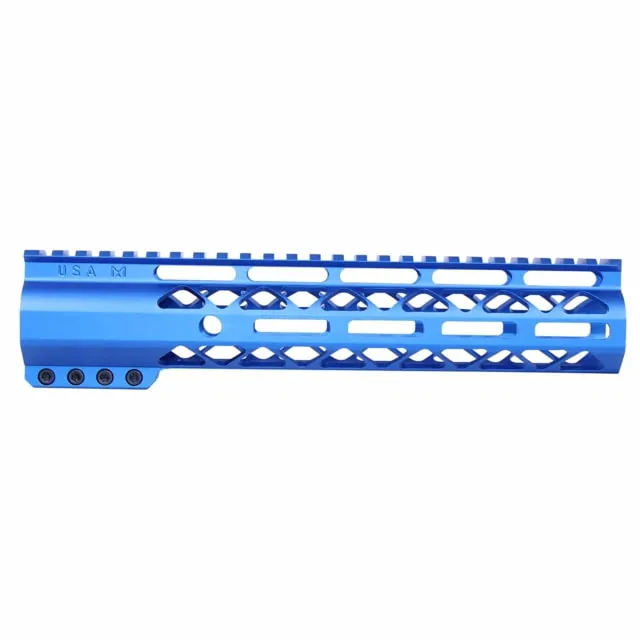 Guntec USA AirLok Series M-LOK Compression Free Floating Handguard w/Monolithic Top Rail 10in Blue