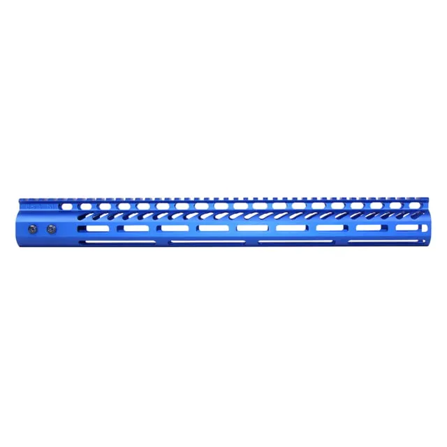Guntec USA 16.5" Ultra Lightweight Thin M-LOK System Free Floating Handguard w/ Monolithic Top Rail Anodized Blue
