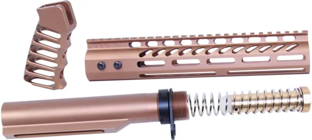 Guntec USA AR-15 10in Pistol Brace Build Kit With Milspec Buffer Tube Anodized Bronze