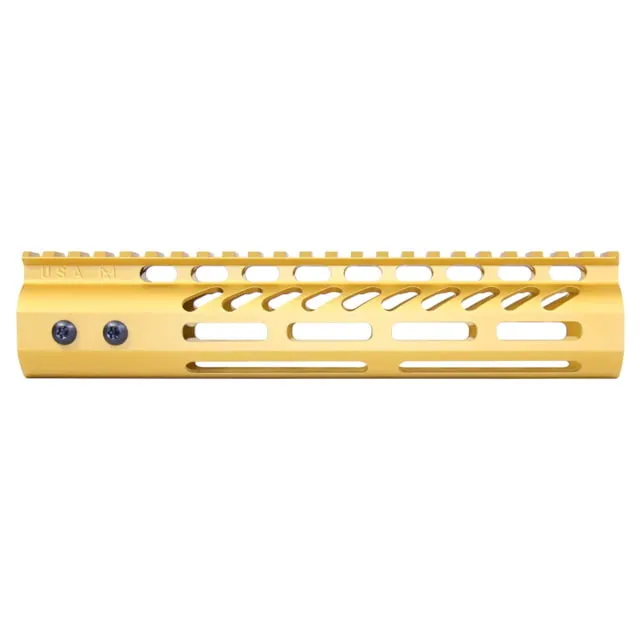 Guntec USA Ultra Lightweight Thin M-LOK System Free Floating Handguard w/Monolithic Top Rail 9in Gold