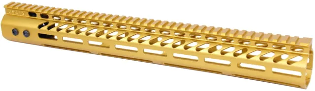 Guntec USA Ultra Lightweight Thin M-LOK Free Floating Handguard w/ Monolithic Top Rail .308 Caliber 16.5in Anodized Gold