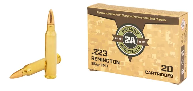 Patriot Sports LLC .223 Remington 55gr. FMJ Ammo, 20rds