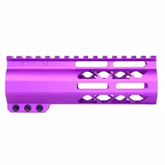 Guntec USA AirLok Series M-LOK Compression Free Floating Handguard w/Monolithic Top Rail 6in Purple