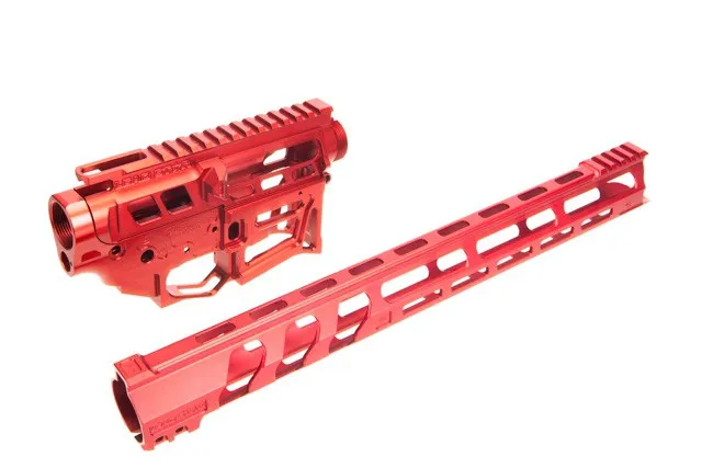 Lead Star Arms LSA-15 - Skeletonized AR-15 Builder's Set with 17" LSA-15 Free Float - Red