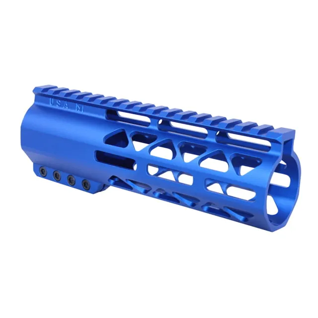 Guntec USA 7in .308 Caliber AIR-LOK Series M-LOK Compression Free Floating Handguard With Monolithic Top Rail Anodized Blue