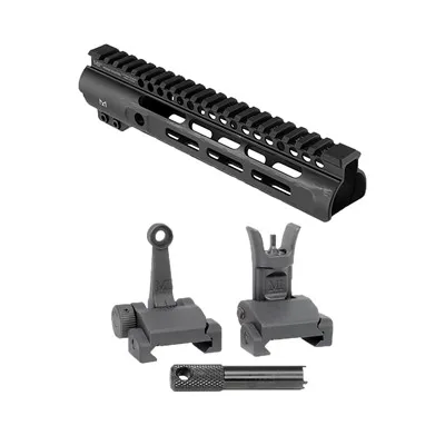 AR-15 Slim Line Handguards W/ Flip-Up Combat Sights - 9.25" Slim Line Handguard W/ Flip-Up Combat Sights