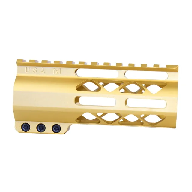 Guntec USA 5" AIR-LOK Series M-LOK Compression Free Floating Handguard w/ Monolithic Top Rail Anodized Gold